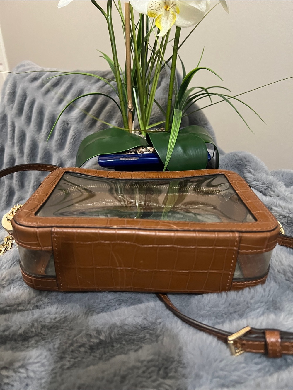 Michael Kors Ginny Camera Brown Clear Crossbody Bag EUC retail $158 - Picture 5 of 9